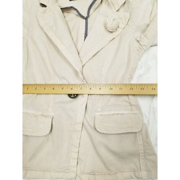 Zara TRF Chic Femme Beige Blazer Jacket With Rosette & Polka Dot Trim Size S - Picture 6 of 12